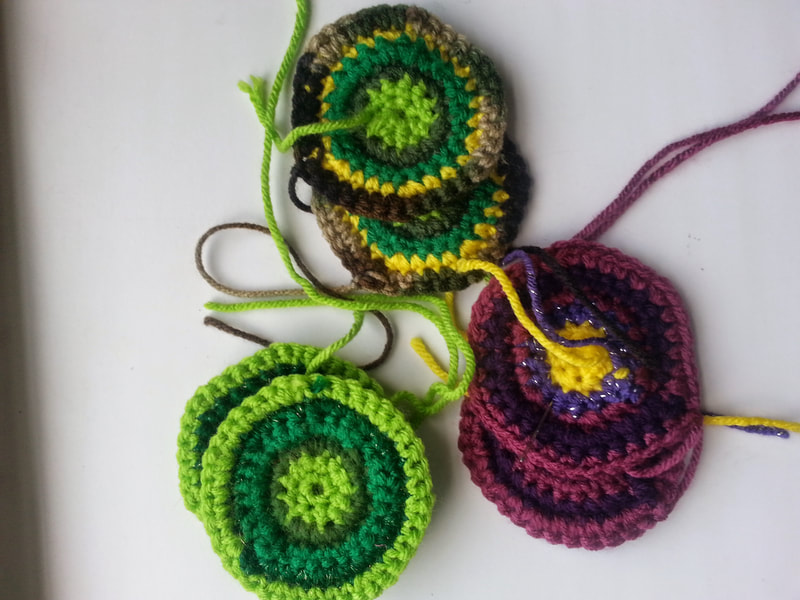 crocheted circles, ready for earrings